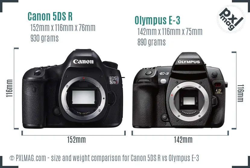 Canon 5DS R vs Olympus E-3 size comparison