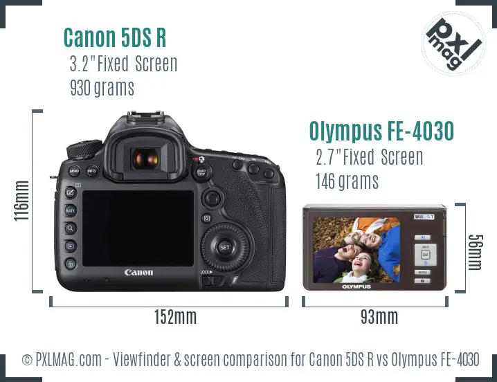 Canon 5DS R vs Olympus FE-4030 Screen and Viewfinder comparison