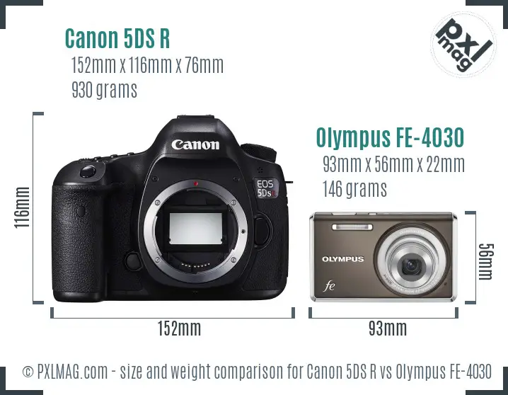 Canon 5DS R vs Olympus FE-4030 size comparison