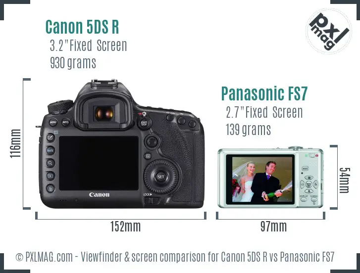 Canon 5DS R vs Panasonic FS7 Screen and Viewfinder comparison
