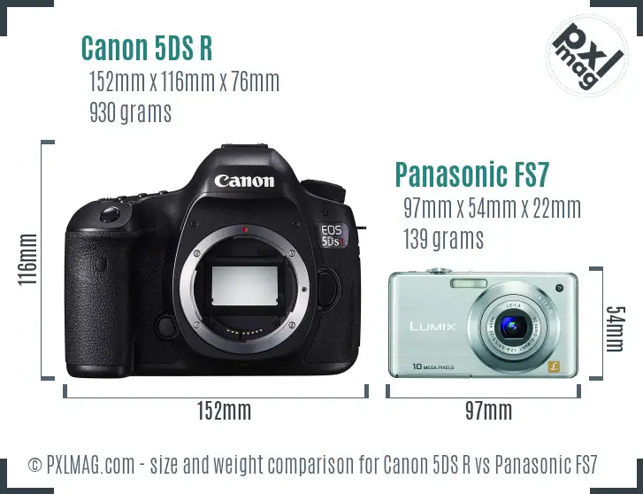 Canon 5DS R vs Panasonic FS7 size comparison