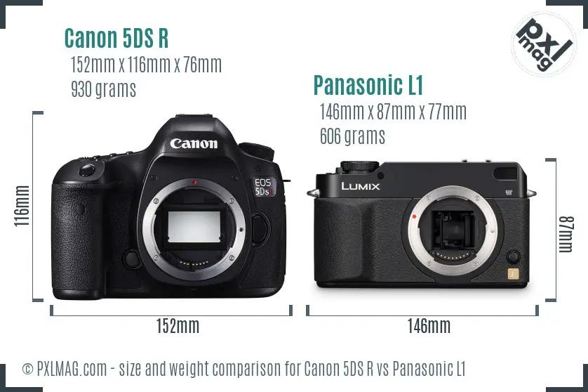 Canon 5DS R vs Panasonic L1 size comparison