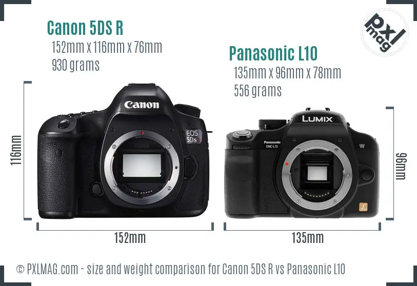Canon 5DS R vs Panasonic L10 size comparison