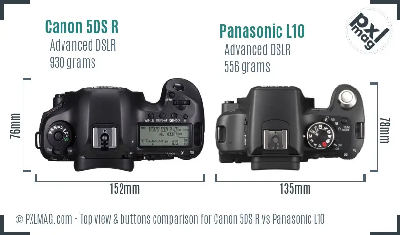 Canon 5DS R vs Panasonic L10 top view buttons comparison