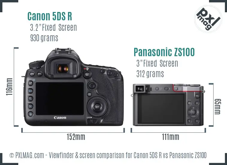 Canon 5DS R vs Panasonic ZS100 Screen and Viewfinder comparison