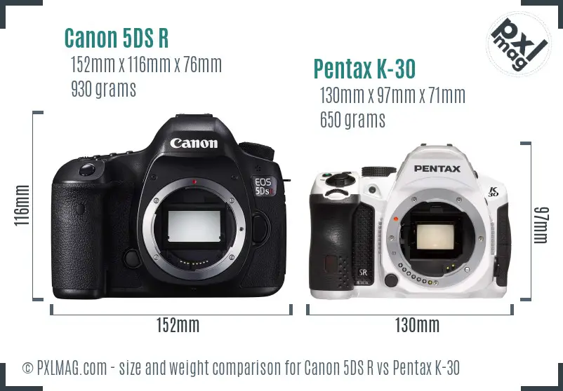 Canon 5DS R vs Pentax K-30 size comparison