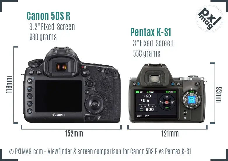 Canon 5DS R vs Pentax K-S1 Screen and Viewfinder comparison