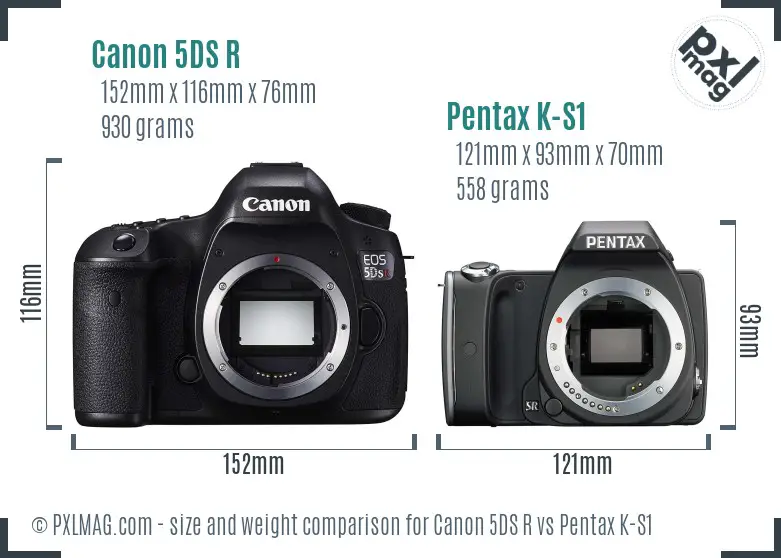 Canon 5DS R vs Pentax K-S1 size comparison