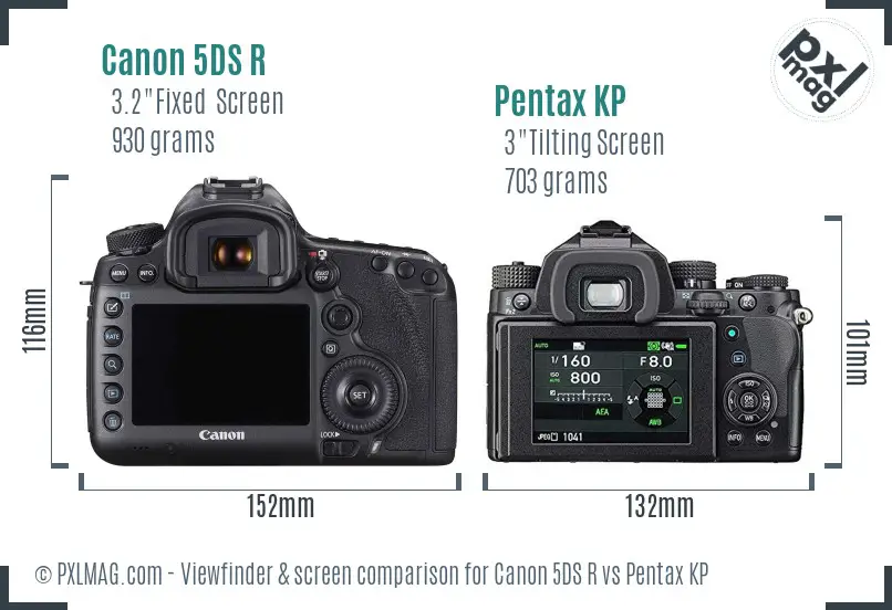 Canon 5DS R vs Pentax KP Screen and Viewfinder comparison
