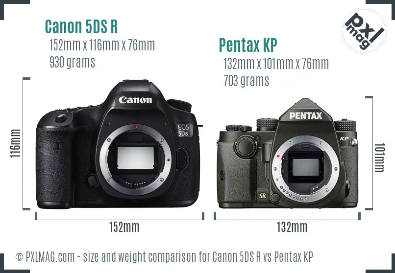 Canon 5DS R vs Pentax KP size comparison
