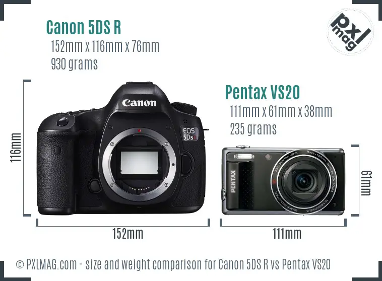 Canon 5DS R vs Pentax VS20 size comparison