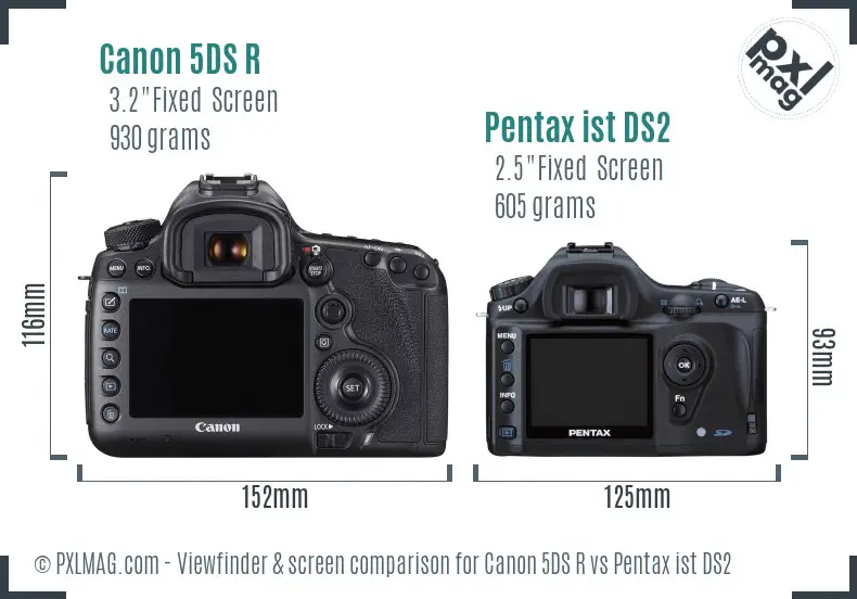 Canon 5DS R vs Pentax ist DS2 Screen and Viewfinder comparison