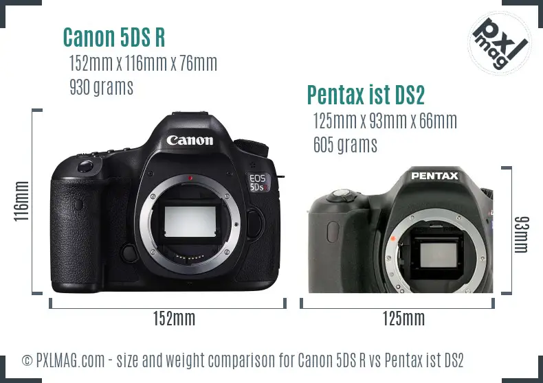 Canon 5DS R vs Pentax ist DS2 size comparison