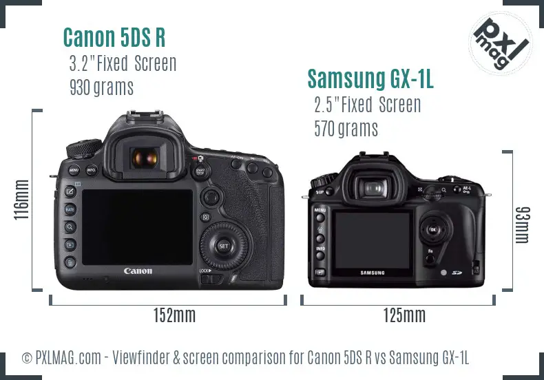 Canon 5DS R vs Samsung GX-1L Screen and Viewfinder comparison