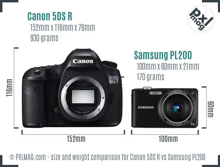 Canon 5DS R vs Samsung PL200 size comparison