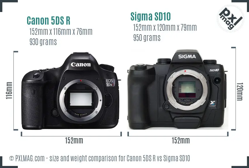Canon 5DS R vs Sigma SD10 size comparison