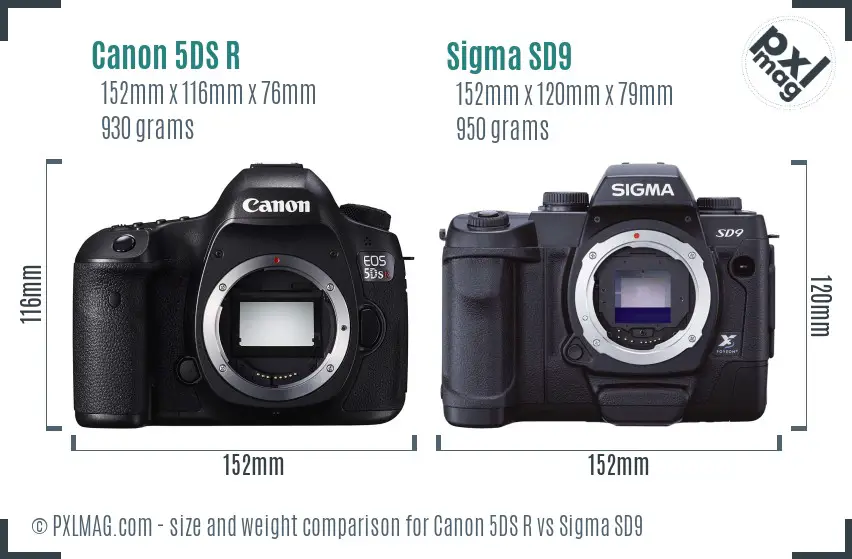 Canon 5DS R vs Sigma SD9 size comparison