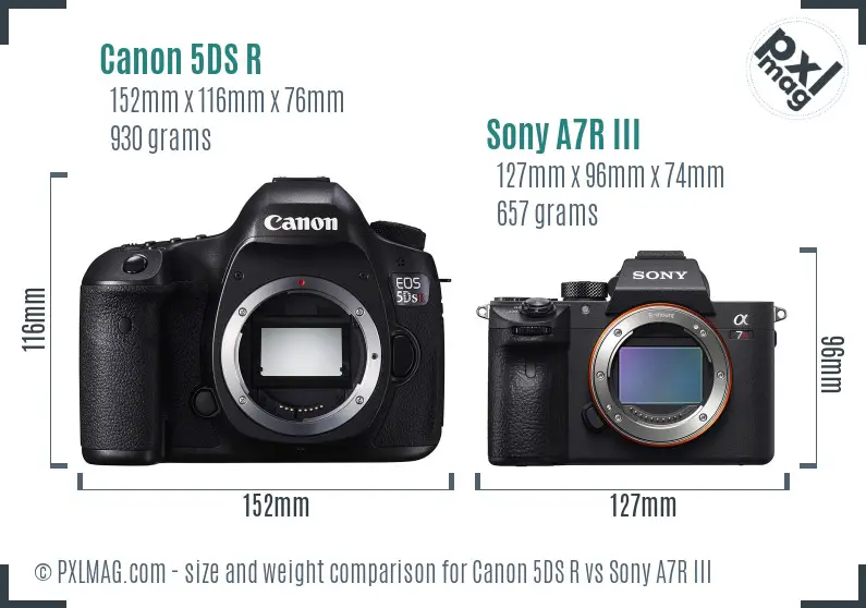 Canon 5DS R vs Sony A7R III size comparison Canon 5DS R vs Sony A7R III size comparison