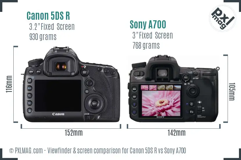 Canon 5DS R vs Sony A700 Screen and Viewfinder comparison