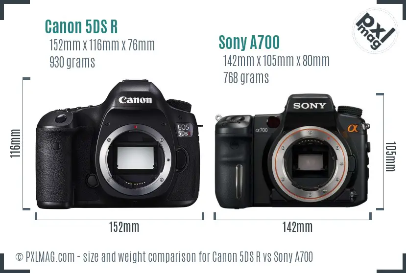 Canon 5DS R vs Sony A700 size comparison