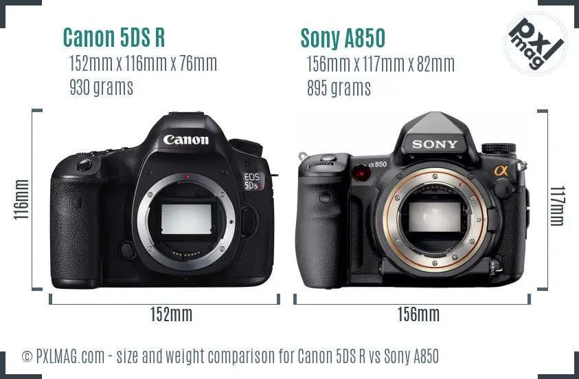 Canon 5DS R vs Sony A850 size comparison
