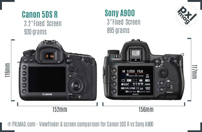 Canon 5DS R vs Sony A900 Screen and Viewfinder comparison