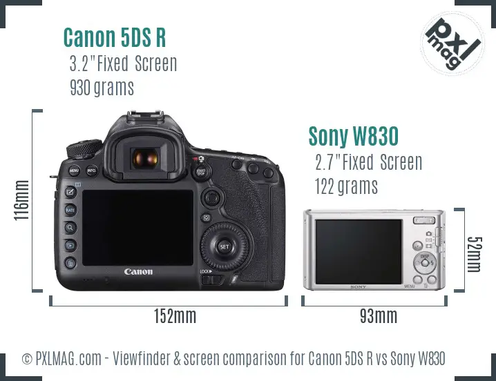 Canon 5DS R vs Sony W830 Screen and Viewfinder comparison