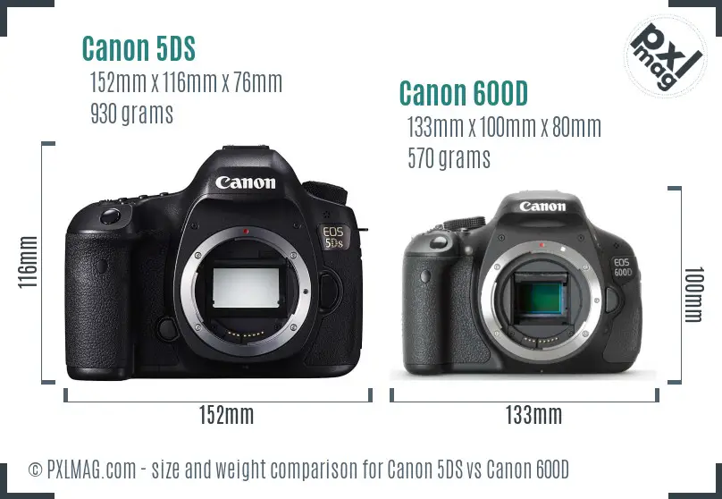 Canon 5DS vs Canon 600D size comparison
