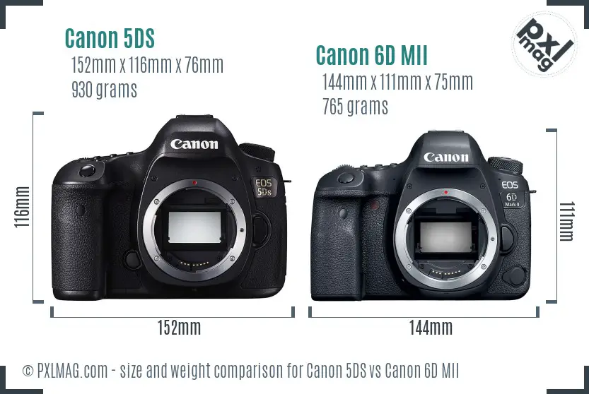 Canon 5DS vs Canon 6D MII size comparison