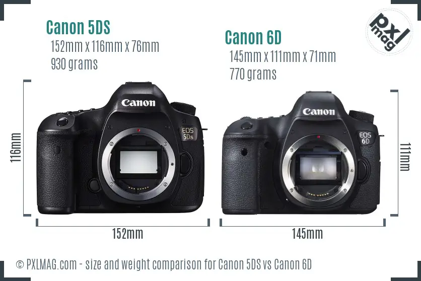 Canon 5DS vs Canon 6D size comparison