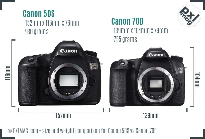 Canon 5DS vs Canon 70D size comparison