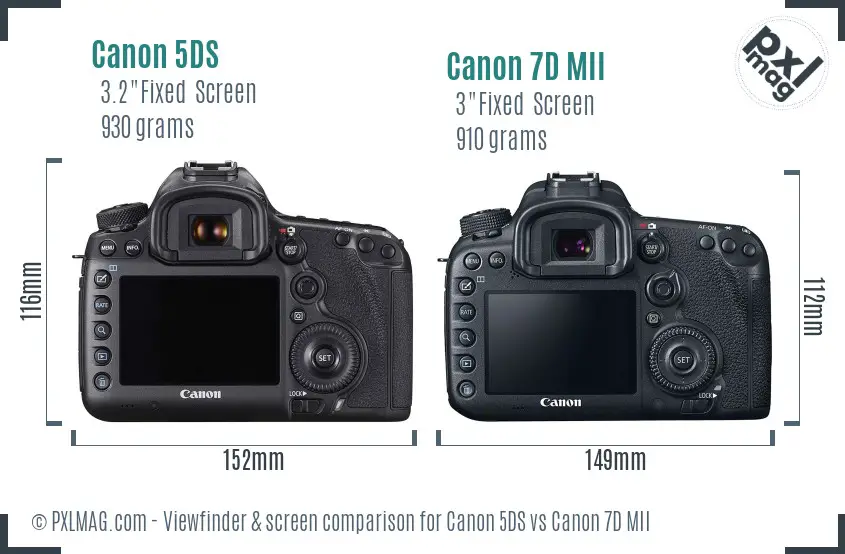 Canon 5DS vs Canon 7D MII Screen and Viewfinder comparison