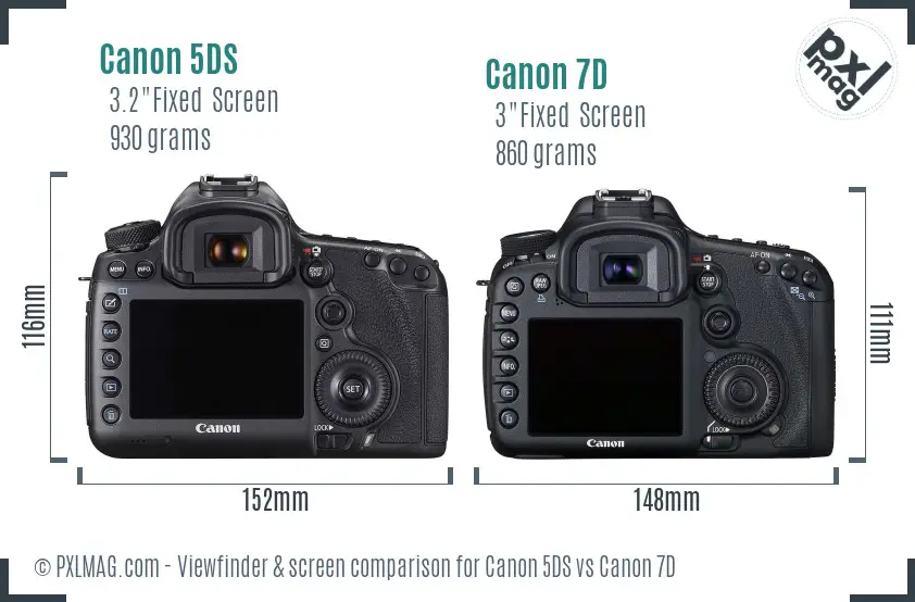 Canon 5DS vs Canon 7D Screen and Viewfinder comparison