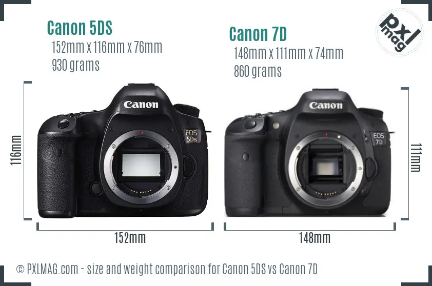 Canon 5DS vs Canon 7D size comparison