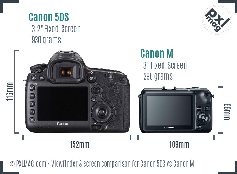 Canon 5DS vs Canon M Screen and Viewfinder comparison