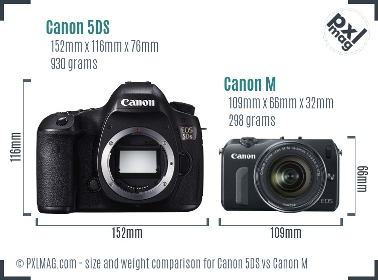 Canon 5DS vs Canon M size comparison