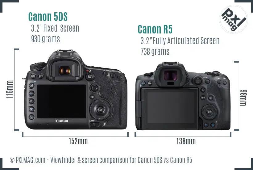 Canon 5DS vs Canon R5 Screen and Viewfinder comparison Canon 5DS vs Canon R5 Screen and Viewfinder comparison