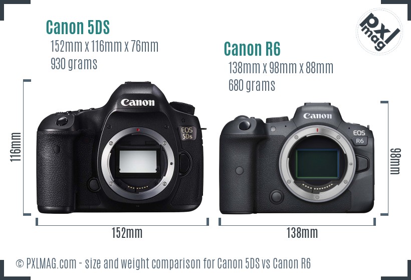 Canon 5DS vs Canon R6 size comparison Canon 5DS vs Canon R6 size comparison