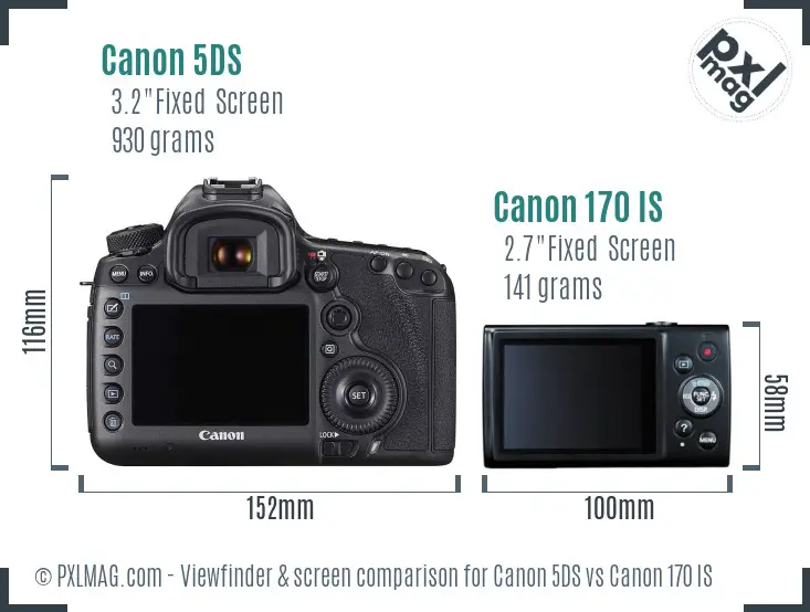 Canon 5DS vs Canon 170 IS Screen and Viewfinder comparison