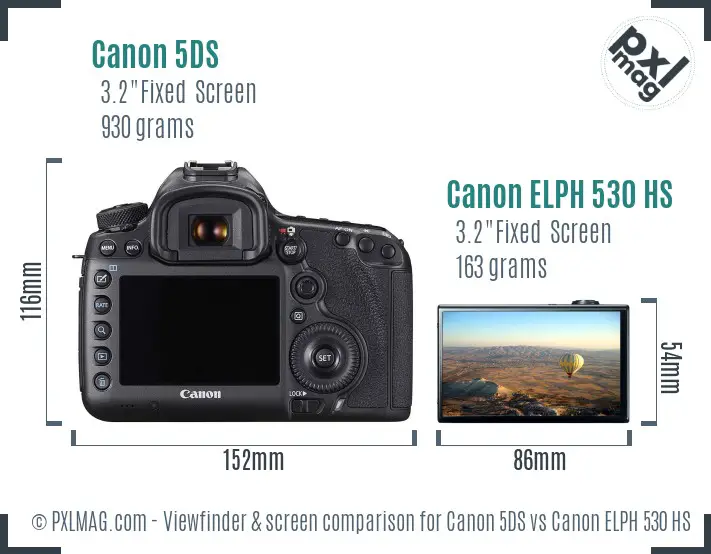Canon 5DS vs Canon ELPH 530 HS Screen and Viewfinder comparison Canon 5DS vs Canon ELPH 530 HS Screen and Viewfinder comparison