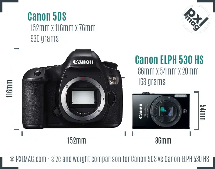 Canon 5DS vs Canon ELPH 530 HS size comparison Canon 5DS vs Canon ELPH 530 HS size comparison