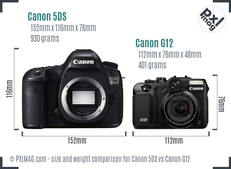 Canon 5DS vs Canon G12 size comparison Canon 5DS vs Canon G12 size comparison