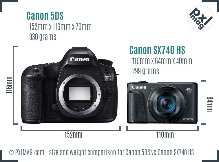 Canon 5DS vs Canon SX740 HS size comparison