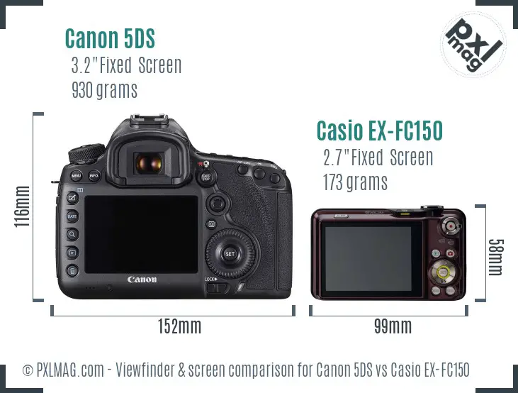 Canon 5DS vs Casio EX-FC150 Screen and Viewfinder comparison Canon 5DS vs Casio EX-FC150 Screen and Viewfinder comparison