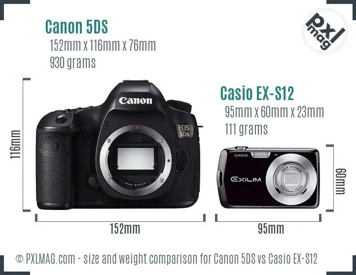 Canon 5DS vs Casio EX-S12 size comparison