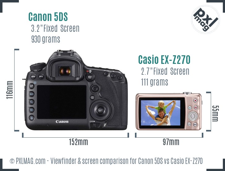 Canon 5DS vs Casio EX-Z270 Screen and Viewfinder comparison