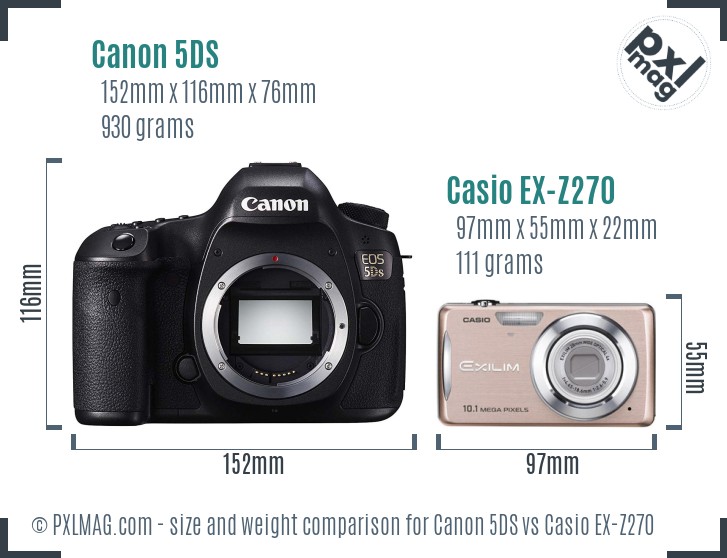 Canon 5DS vs Casio EX-Z270 size comparison