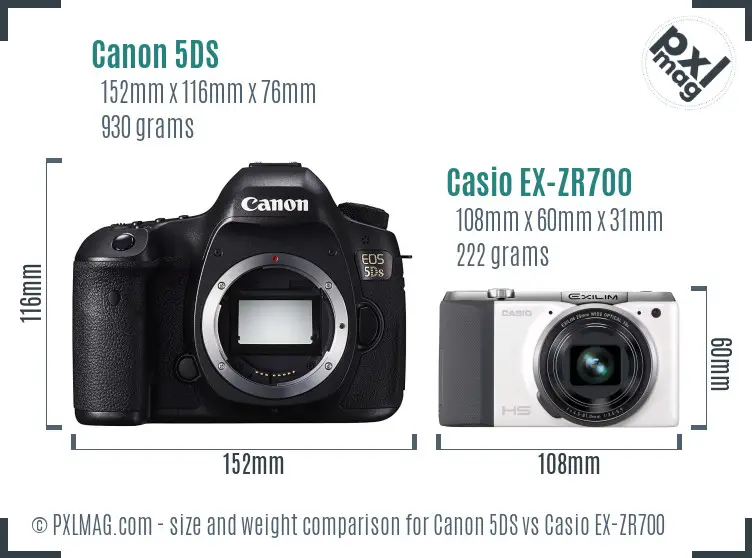 Canon 5DS vs Casio EX-ZR700 size comparison