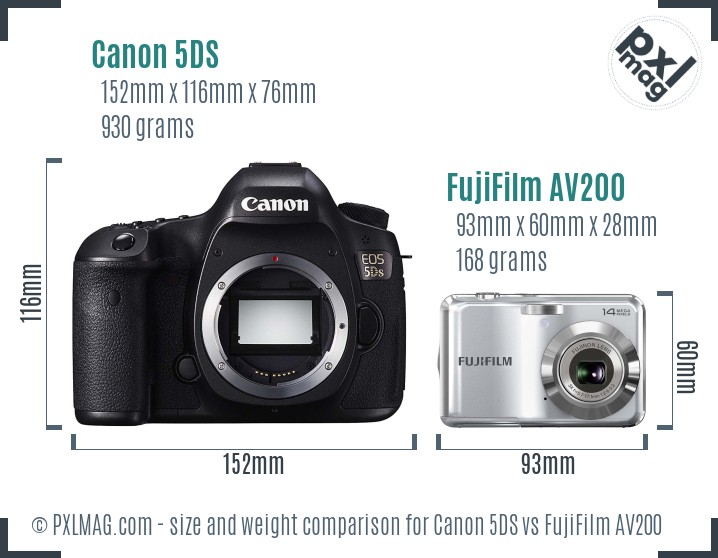 Canon 5DS vs FujiFilm AV200 size comparison Canon 5DS vs FujiFilm AV200 size comparison