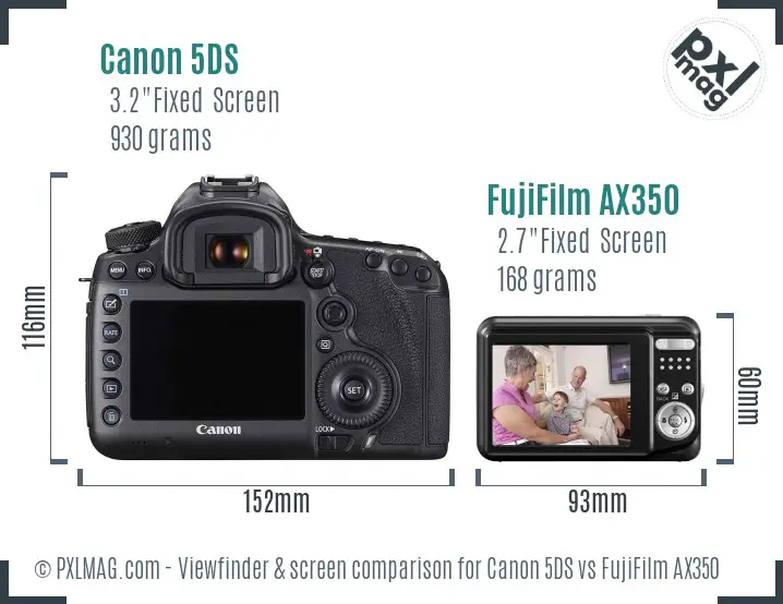 Canon 5DS vs FujiFilm AX350 Screen and Viewfinder comparison